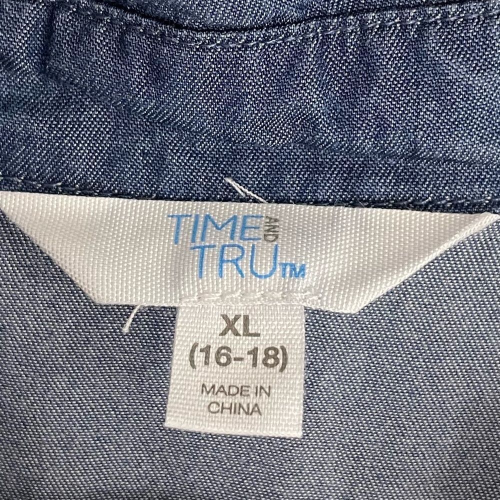 Time and Tru Button Front Long Sleeve Soft Denim Dress XL (16-18) - Picture 4 of 5